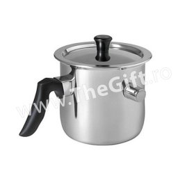 Oala pentru lapte cu fluier si capac, 2 litri, pereti dubli