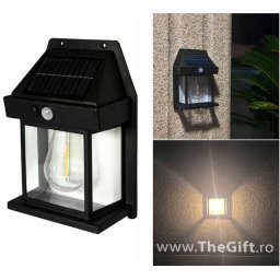 Lampa solara pentru exterior, cu 1 bec LED, senzor
