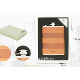 Recipient pentru whisky, metal si piele