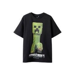 NAME IT Tricou 'NKMNORAN MINECRAFT' gri / verde / negru / alb