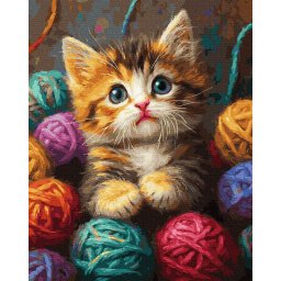 Set pictura pe numere, cu sasiu, Rai pufos, 40x50 cm