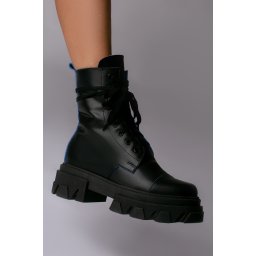 Bocanci Desire, piele neteda neagra cu detalii albastre