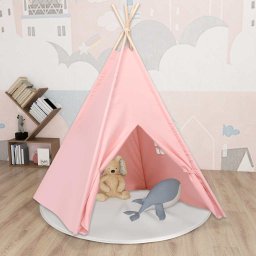 Cort de copii teepee cu geanta, roz, 120x120x150 cm, piersica GartenMobel Dekor