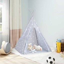 Cort de copii teepee cu geanta, gri, 115x115x160 cm, poliester GartenMobel Dekor