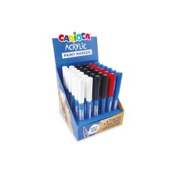 Marker cu vopsea acrilică și vârf pensulă Carioca, 36 buc/display culori primare