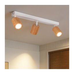 Brilagi - Corp de iluminat cu spoturi MODERN WOOD, 3x GU10, 8W, 230V, lemn/alb