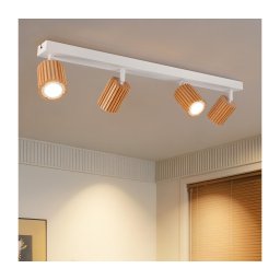 Brilagi - Lampă cu spoturi MODERN WOOD 4xGU10/8W/230V lemn/alb