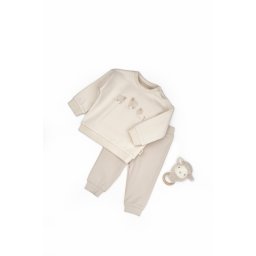 Set bluzita cu imprimeu si pantalon, lamb, babycosy, 100%bumbac organic (marime: 6-9 luni)