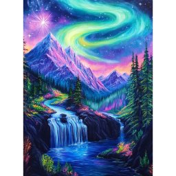 Set goblen cu diamante, cu sasiu, Aurora boreala, 30x40 cm