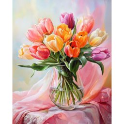 Set goblen cu diamante, cu sasiu, Lalele, 30x40 cm