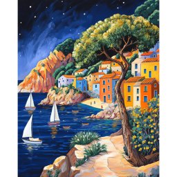 Set goblen cu diamante, cu sasiu, Laguna albastra, 30x40 cm