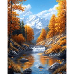 Set goblen cu diamante, cu sasiu, Toamna, 30x40 cm
