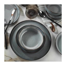 Set de masă 16 piese gri/porțelan