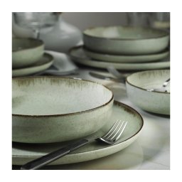 Set de veselă, 12 piese, verde/porțelan
