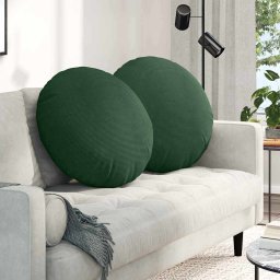 Perne de Sezut 2 pcs Verde închis Ø 80 cm Tesatura din corduroy GartenMobel Dekor