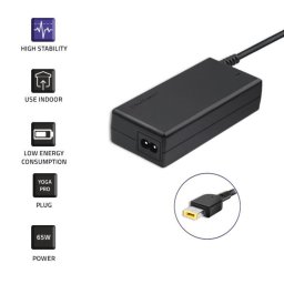 Incarcator cu mufa patrata pentru notebook Lenovo , Qoltec , 65W 20V 3.25A , negru