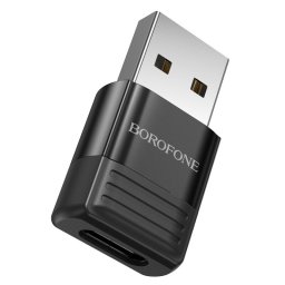 ADAPTOR Borofone "BV18" , USB 2.0 (T) la USB Type-C (M), Corp metalic, Negru