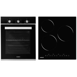 PACHET SAMUS-45-B18, Cuptor electric incorporabil SC457GTBV + plita vitroceramica electrica incorporabila PSVE-43BG2, clasa A, 43 litri, 6 functii, 3 zone de gatit, 4800 W, control touch, timer, negru
