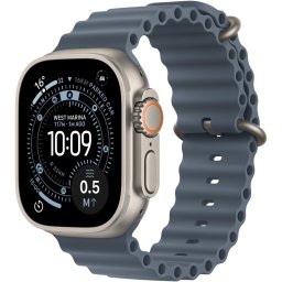 Apple Watch Ultra 3, GPS + Cellular, Carcasa Natural Titanium 49mm, Anchor Blue Ocean Band
