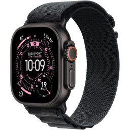 Apple Watch Ultra 3, GPS + Cellular, Carcasa Black Titanium 49mm, Black Alpine Loop - Large