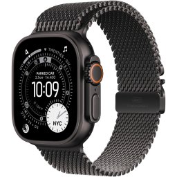 Apple Watch Ultra 3, GPS + Cellular, Carcasa Black Titanium 49mm, Black Titanium Milanese Loop - Large