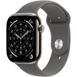 Apple Watch 11 GPS + Cellular, Carcasa Natural Titanium 42mm, Stone Grey Sport Band - S/M