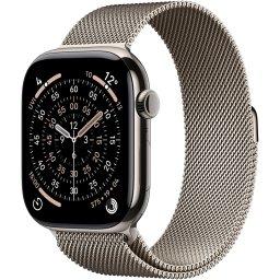 Apple Watch 11 GPS + Cellular, Carcasa Natural Titanium 46mm, Natural Milanese Loop - M/L