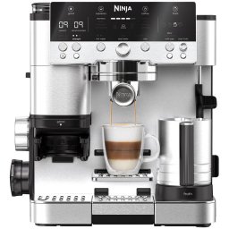 Espressor semi-automat 3in1 Ninja Luxe Café Premier ES601EU, 1650W, Cold Brew, rasnita incorporata cu 25 trepte de macinare, Barista Assist, cantar incorporat, recipient de spumare cu tel integrat, autocuratare a sistemului de spumare, inox