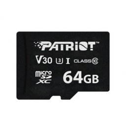 Card de memorie MicroSDXC Patriot VX Series, 64GB, V30 Class 10 UHS-I U3, rezistent la apa, negru