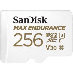 Card de memorie SanDisk micro SD Max Endurance Video 256 GB, Class 10, V30, UHS-I U3 + adaptor