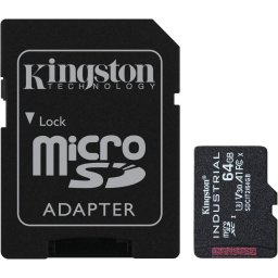 Card de memorie Kingston microSDXC Industrial, 64 GB, Clasa 10 + Adaptor SD