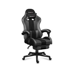Scaun gaming Huzaro HZ-Force 4.7, Mesh, Suport picioare, Cotiere moi, Perne lombara & cervicala, Cadru otel, Gri/Negru