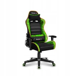 Scaun gaming pentru copii Huzaro, Ranger 6.0 Pixel, ergonomic, material poliuretan, 100x160cm, cu perne de suport, Negru-Multicolor