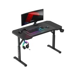 Birou gaming Huzaro Hero 2.6, dimensiuni 120 x 60 cm, inaltime reglabila 56-79 cm, Suport casti si pahar, Organizator cabluri, Picioare ajustabile, Negru