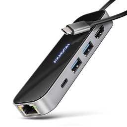 Hub USB AXAGON HMC-6GLN, USB-C, USB-A, HDMI, RJ-45, PD 100W