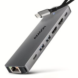 Hub USB AXAGON HMC-7HX2, 2 x USB-A, 2 x HDMI, RJ-45, USB Type-C, PD 100W