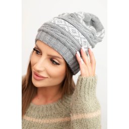 Kesi Women's winter hat with pattern and wool K425 gray