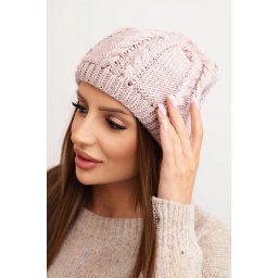 Kesi Women's winter wool hat with braided pattern K452 purple
