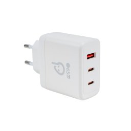 Incarcator priza 1 x USB-A + 2 x USB type C 65W Alb, Spacer SPAR-TRIOQ-04