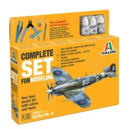 Italeri: set complet maqueta avion Spitfire Mk IX, scara 1:72