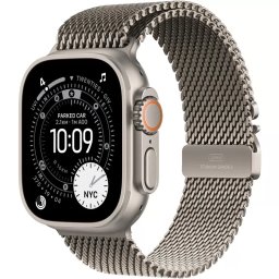 Smartwatch Apple Watch Ultra 3 GPS + Cellular, 49mm, Carcasa Natural Titanium, Bratara Natural Titanium Milanese Loop - Medium