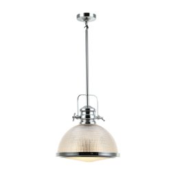 Pendul Thor SP1, H:120,5 cm D:35 cm, 1xE27, metal crom, sticla holophane