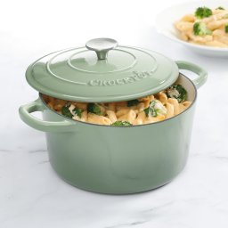 Vas de fontă emailată, 4.7L, rotund, verde fistic Crock-Pot