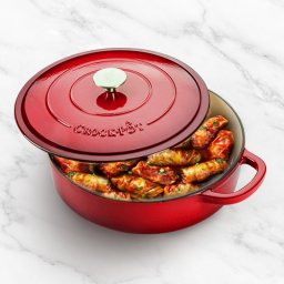 Vas de fontă emailată, 4.7L, rotund plat, roșu Crock-Pot