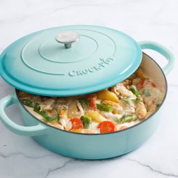 Vas de fontă emailată, 4.7L, rotund plat, bleu Crock-Pot
