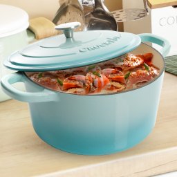 Vas de fontă emailată, 6.6L, rotund înalt, bleu Crock-Pot