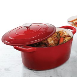Vas de fontă emailată, 6.6L, oval înalt, roșu Crock-Pot