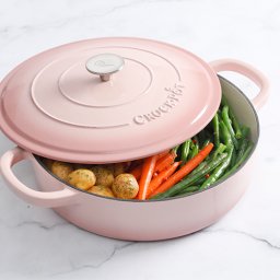 Vas de fontă emailată, 4.7L, rotund plat, roz pudră Crock-Pot