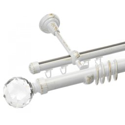 Galerie dubla Kula Crystal 25/19 teava si profil alb lucios antichizat