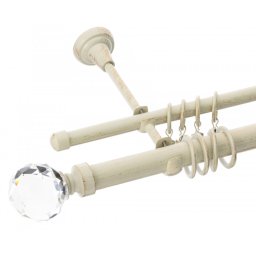 Galerie dubla Kula Crystal alb antichizat 25mm/16mm